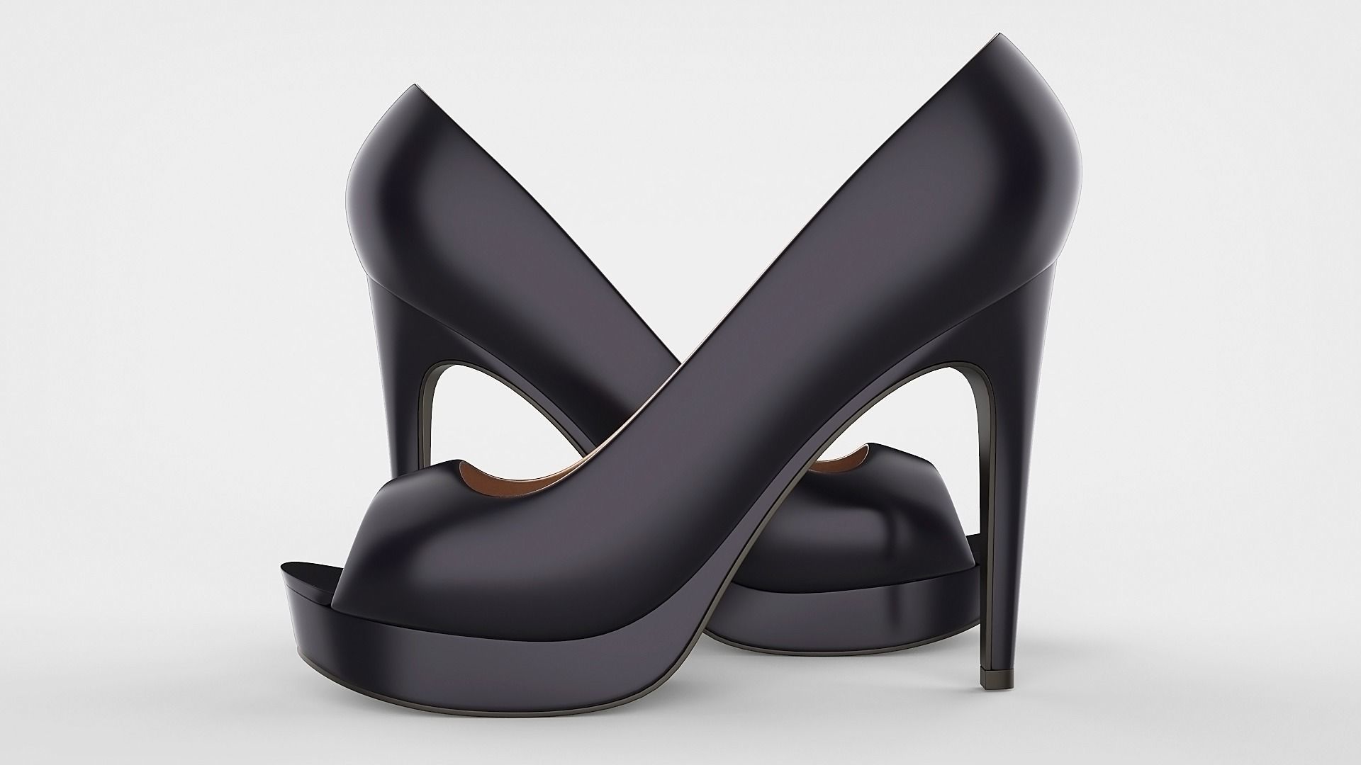 Peep toe stiletto heels 3D model 3D model_11