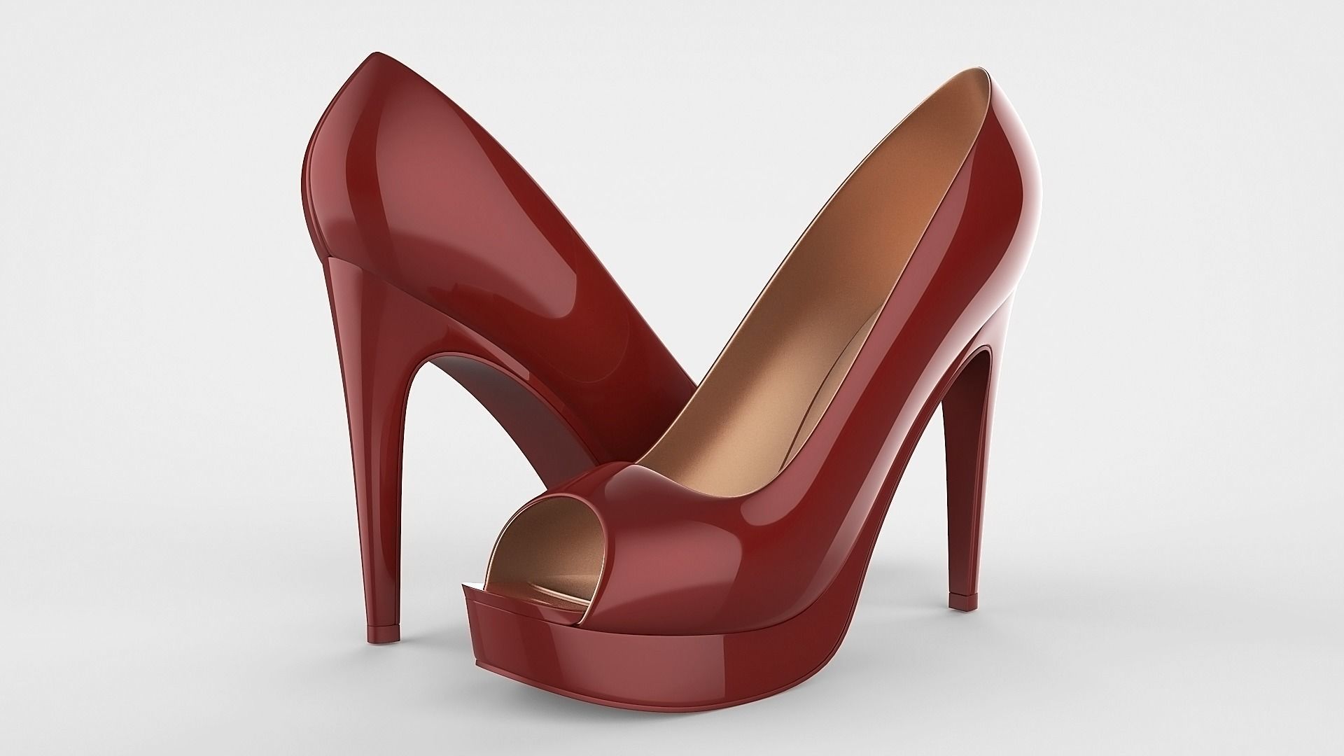 Peep toe stiletto heels 3D model 3D model_24