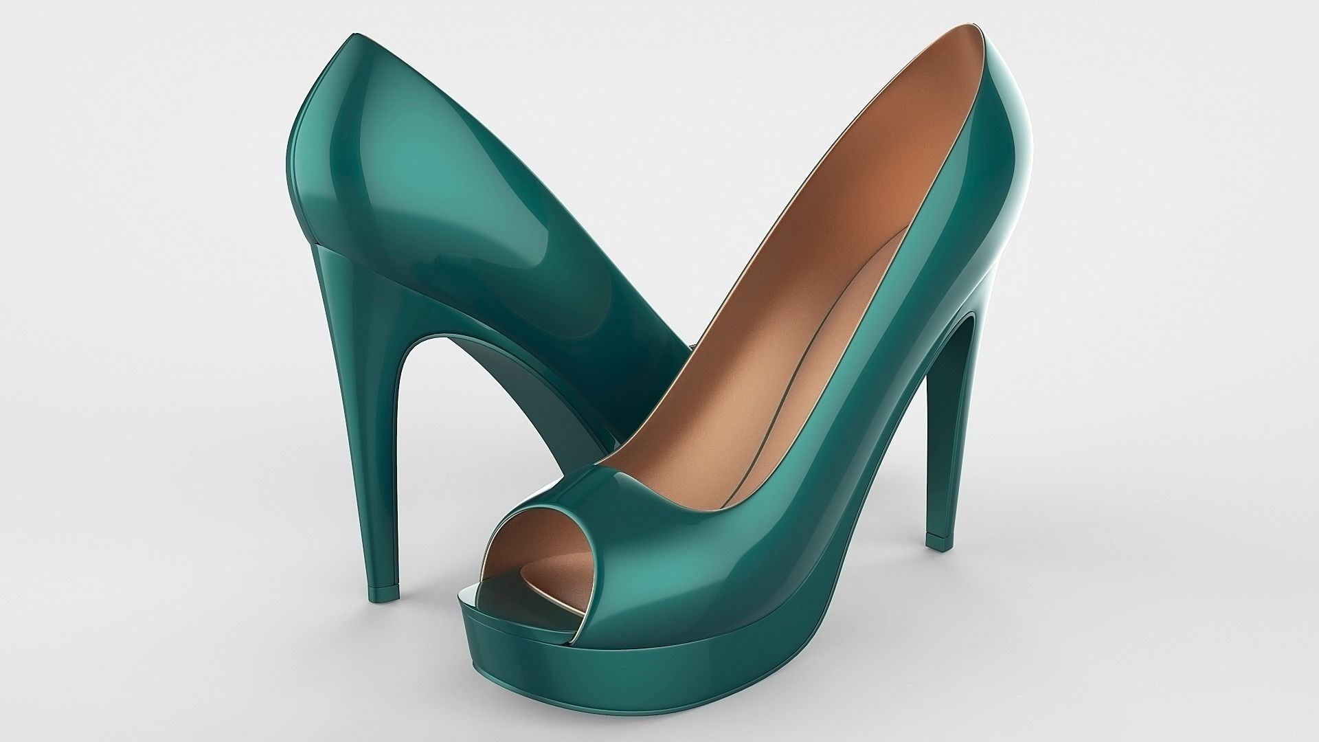 Peep toe stiletto heels 3D model 3D model_37