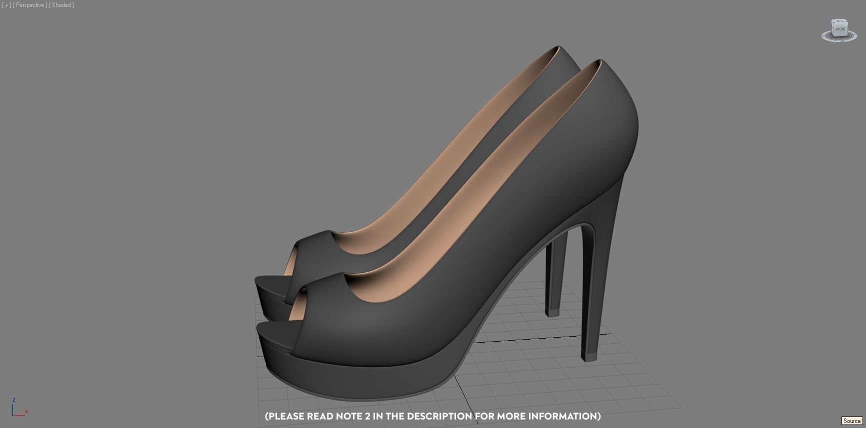 Peep toe stiletto heels 3D model 3D model_8