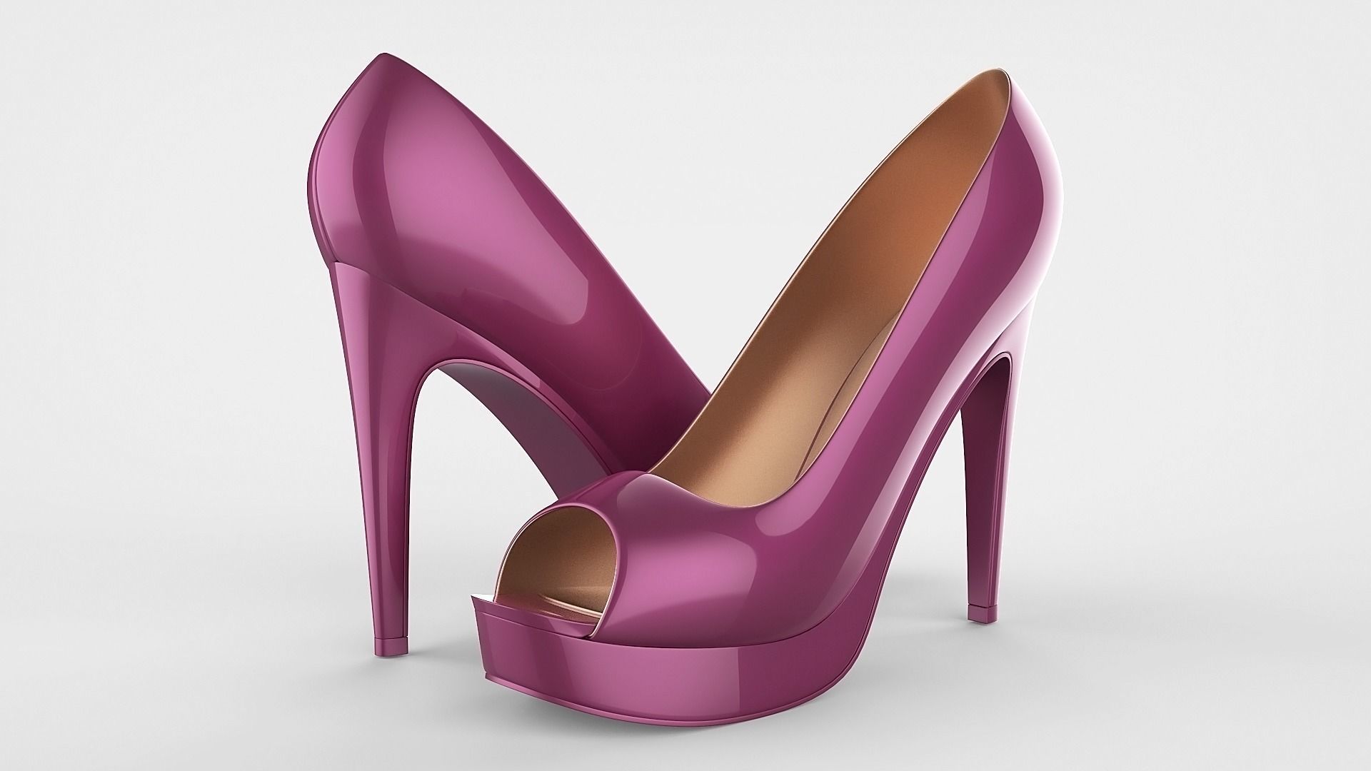 Peep toe stiletto heels 3D model 3D model_45