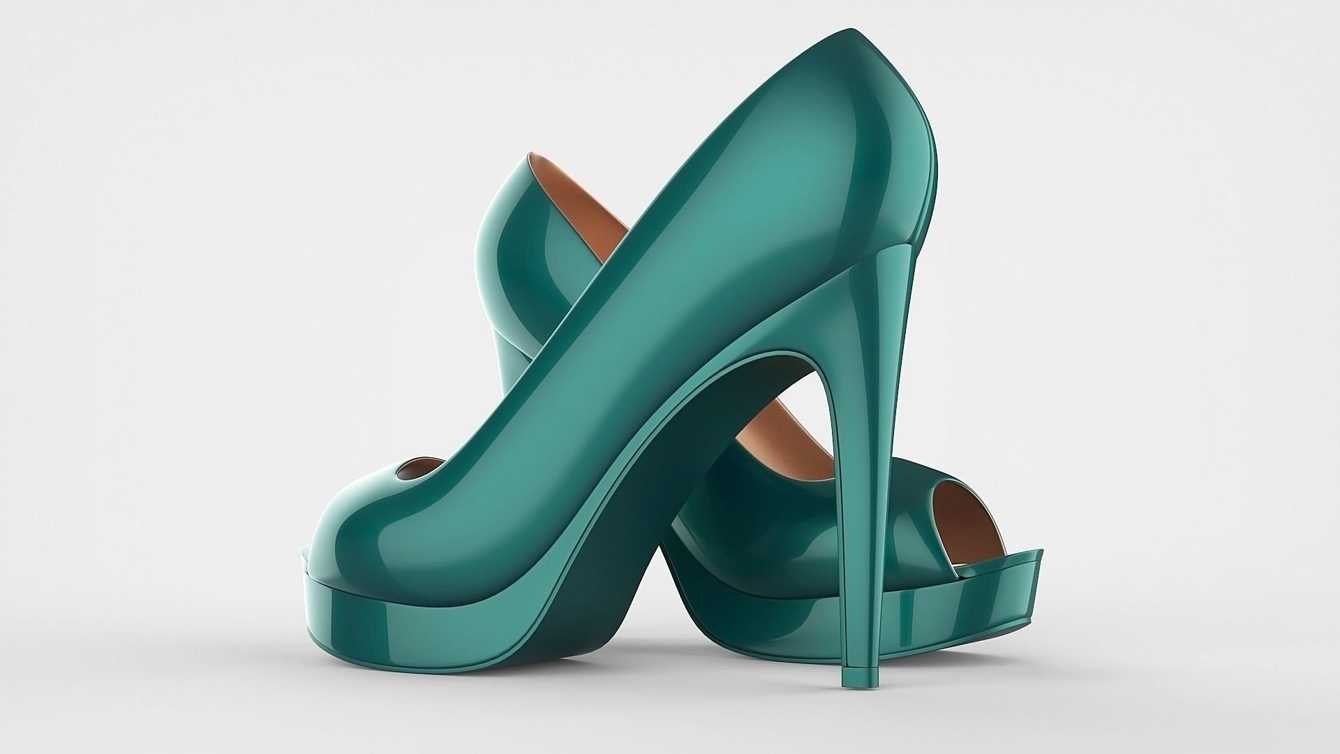Peep toe stiletto heels 3D model 3D model_40