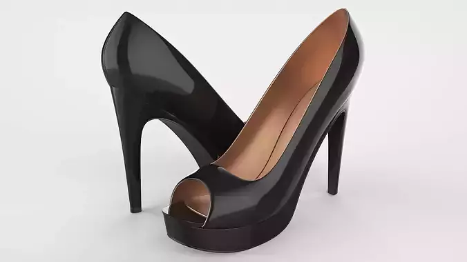 Peep toe stiletto heels 3D model