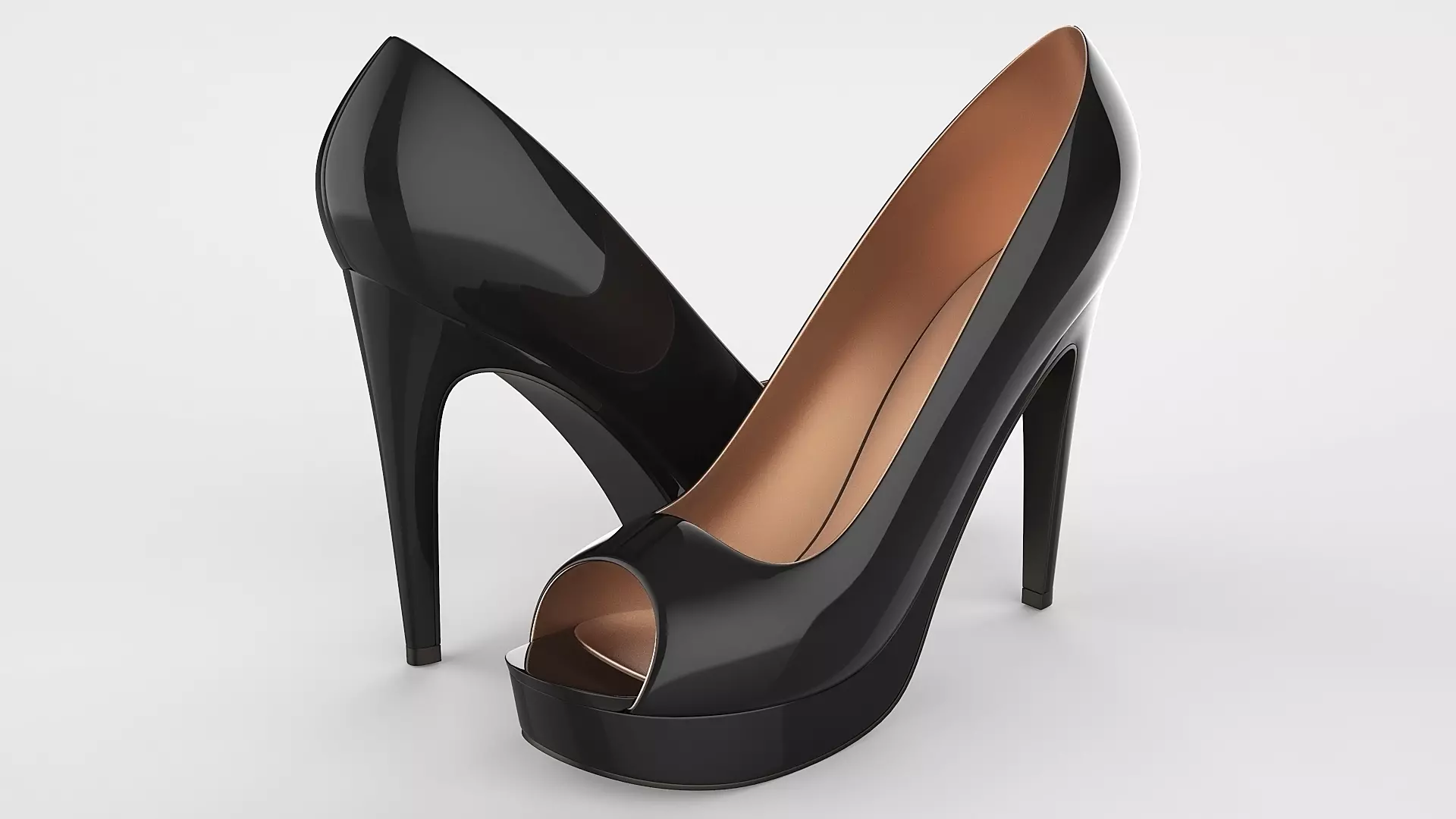 Peep toe stiletto heels 3D model 3D model_0
