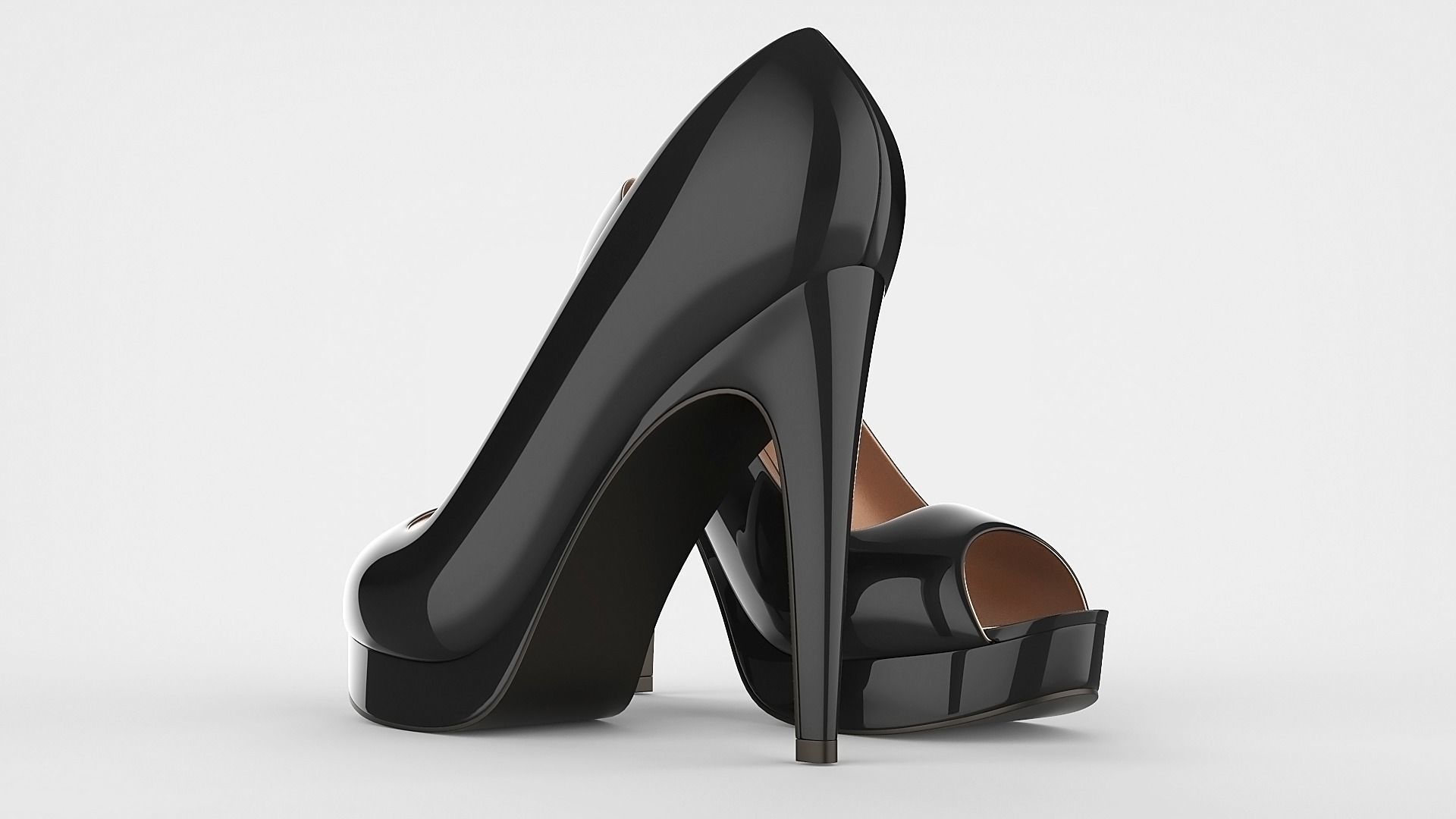 Peep toe stiletto heels 3D model 3D model_4