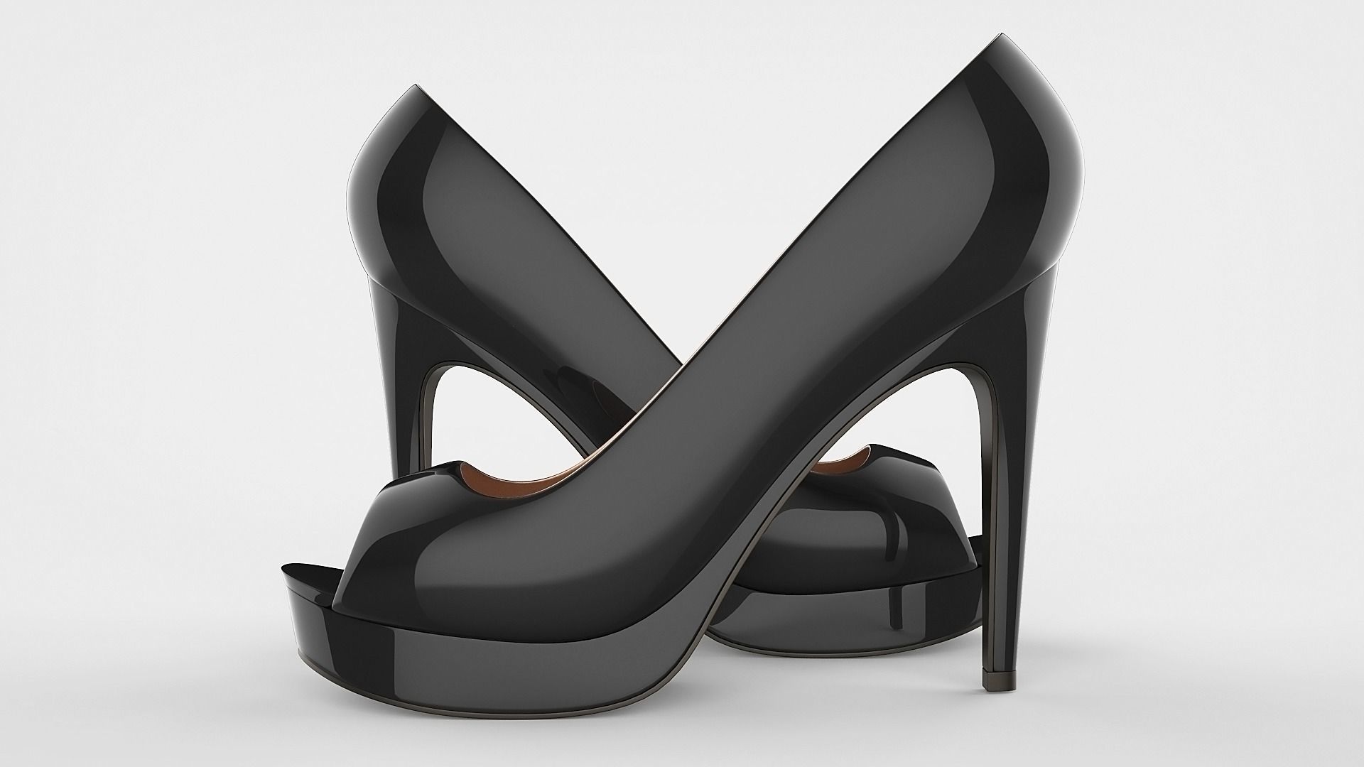Peep toe stiletto heels 3D model 3D model_2
