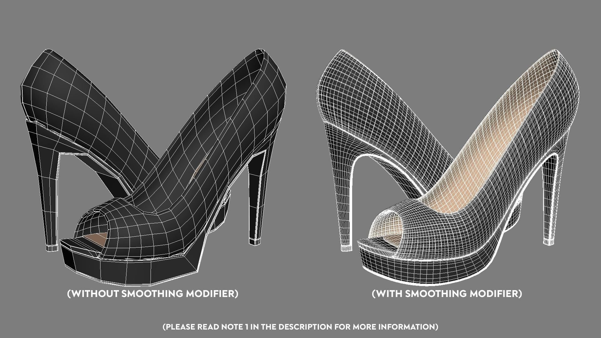 Peep toe stiletto heels 3D model 3D model_7