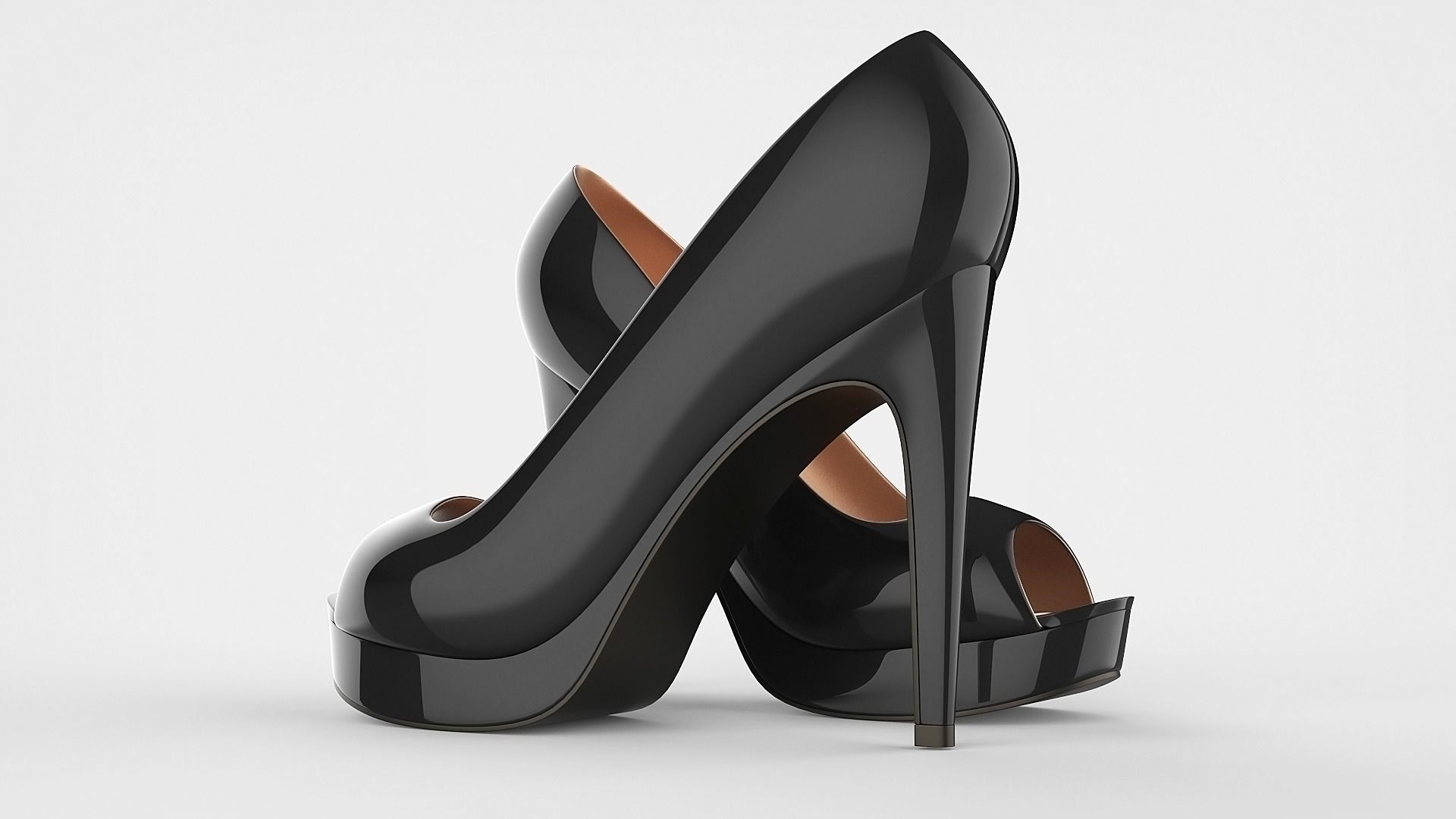 Peep toe stiletto heels 3D model 3D model_3