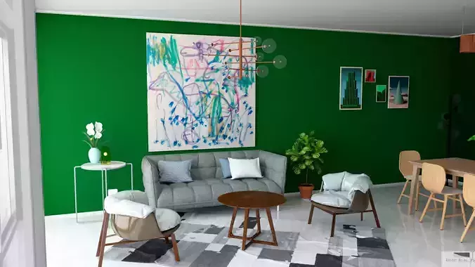 Apartment Modern Living Room Kitchen and Balcony 2022