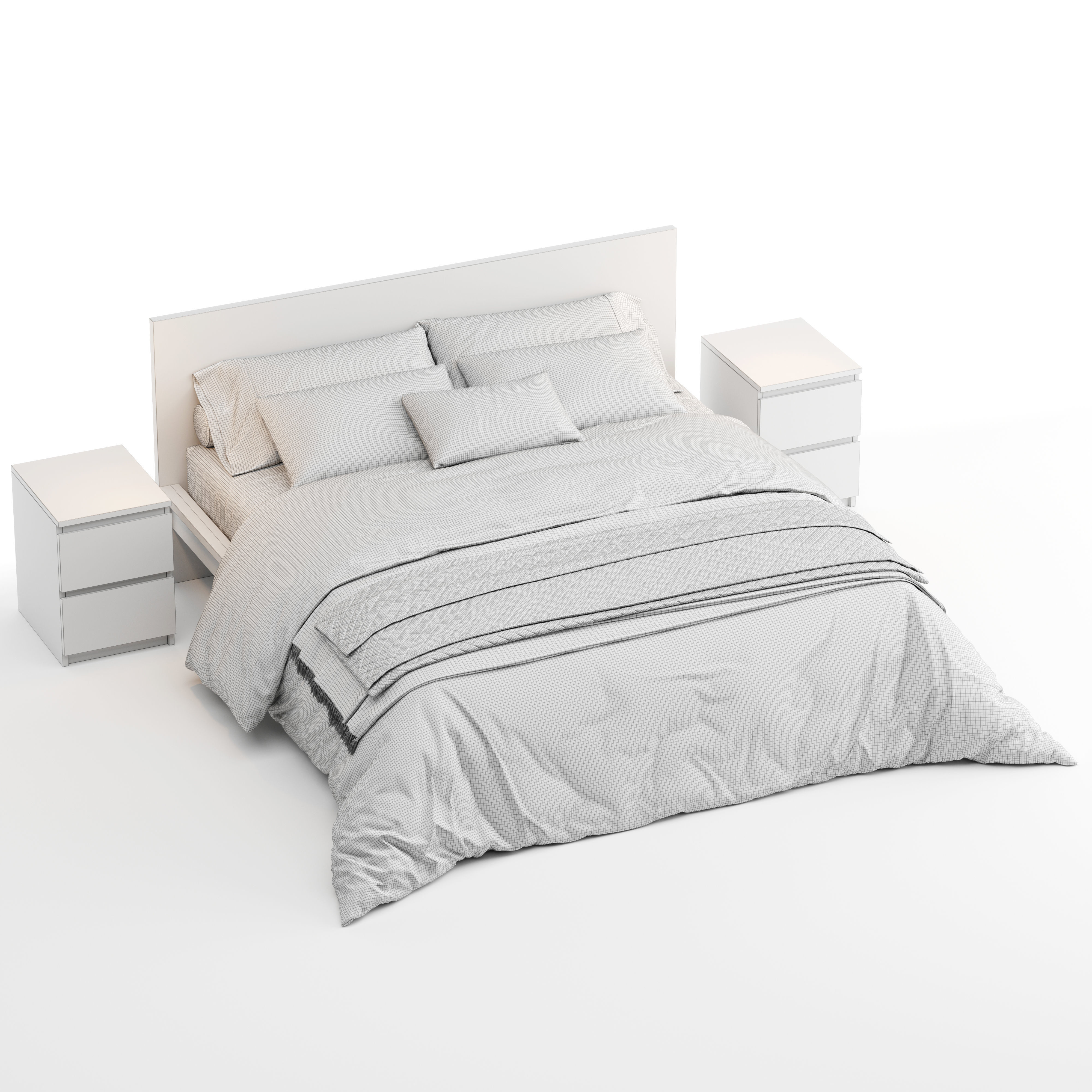 Bed IKEA Malm 3D model_4