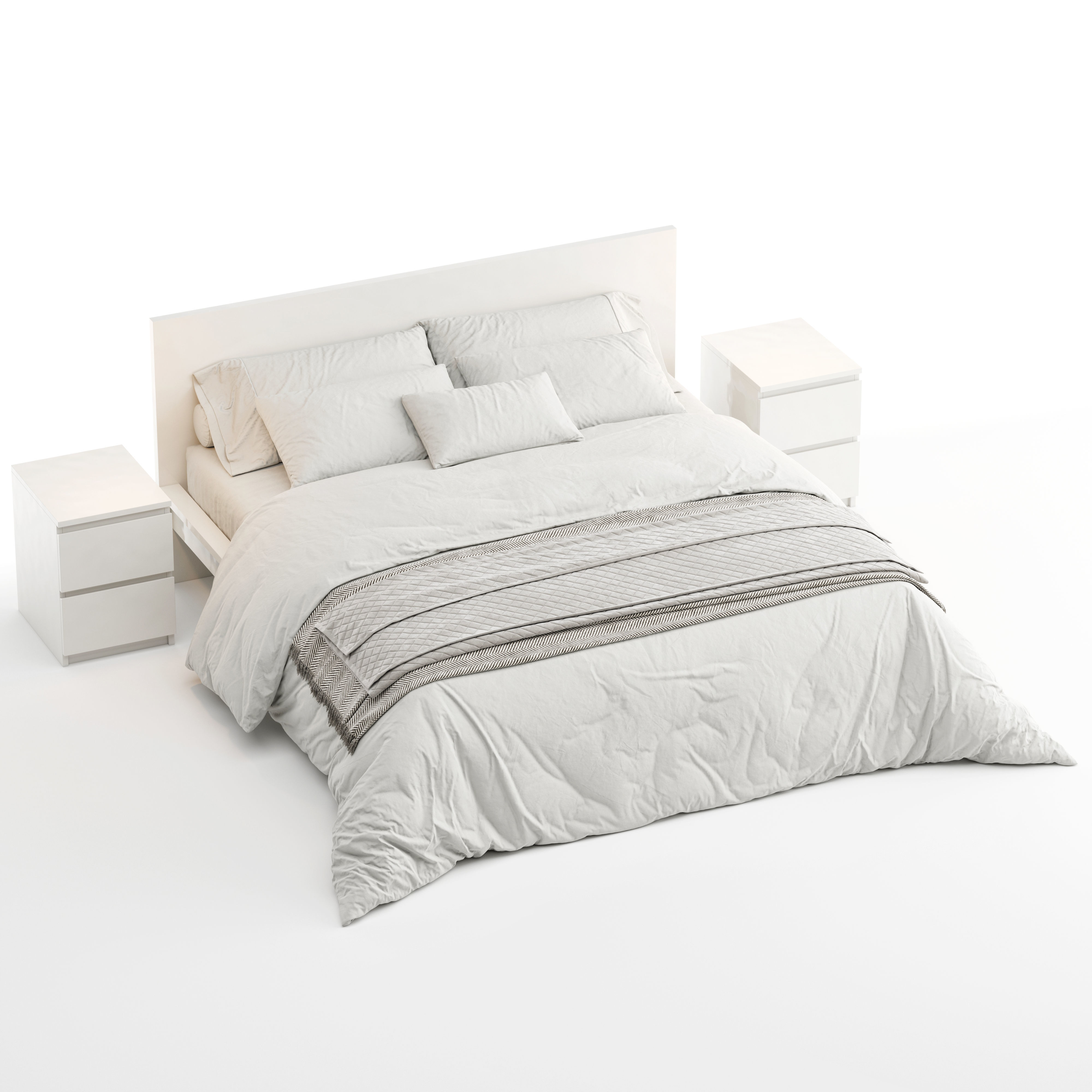 Bed IKEA Malm 3D model_3
