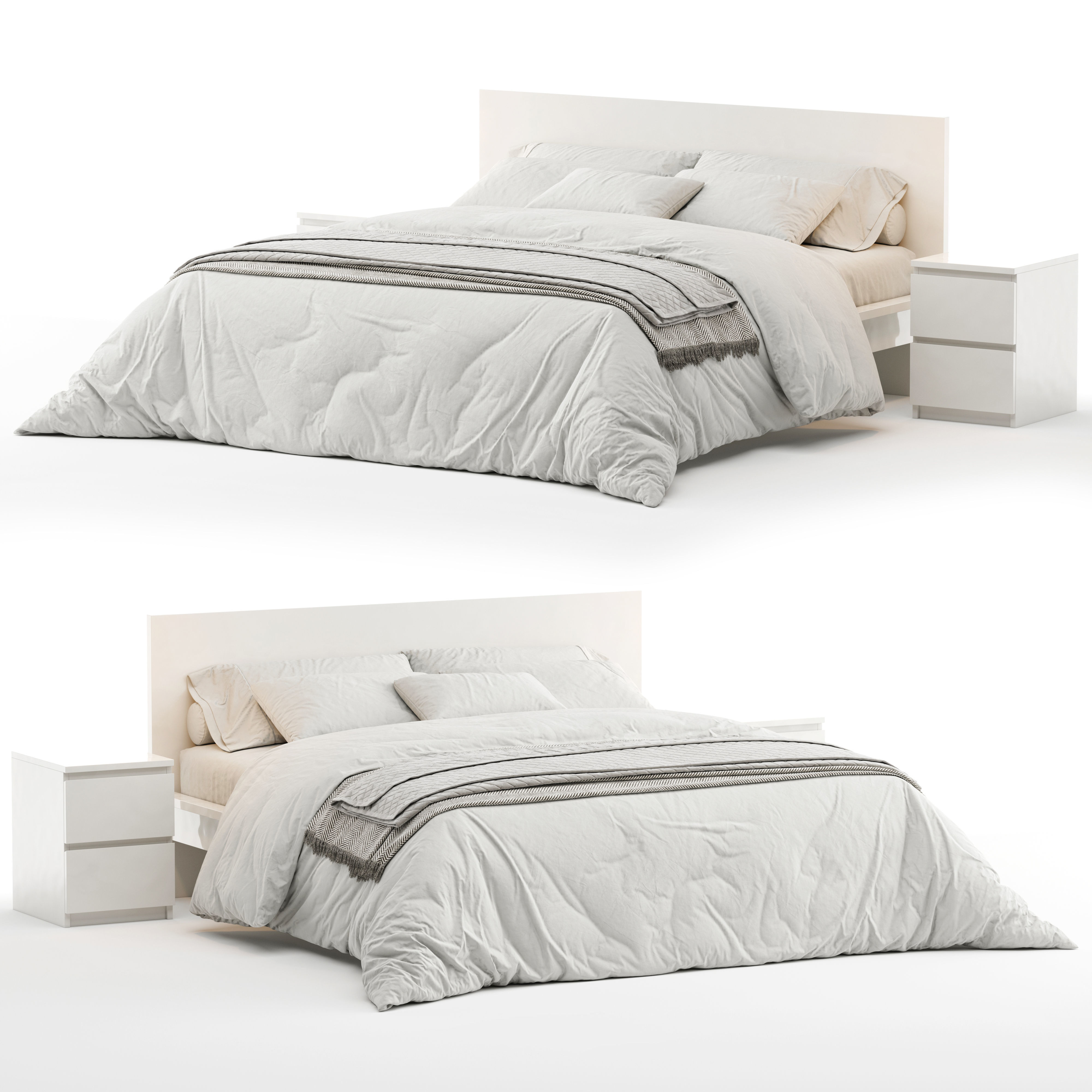 Bed IKEA Malm 3D model_1
