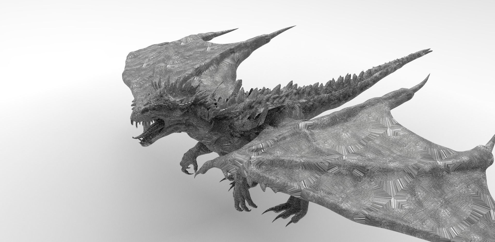 Dragon lizard Viking Dinosaur Statue 3D model_1