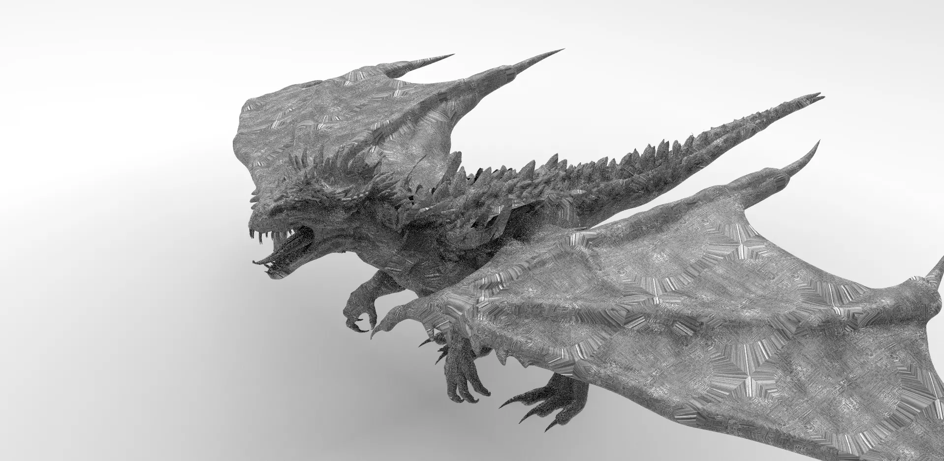 Dragon lizard Viking Dinosaur Statue 3D model_0