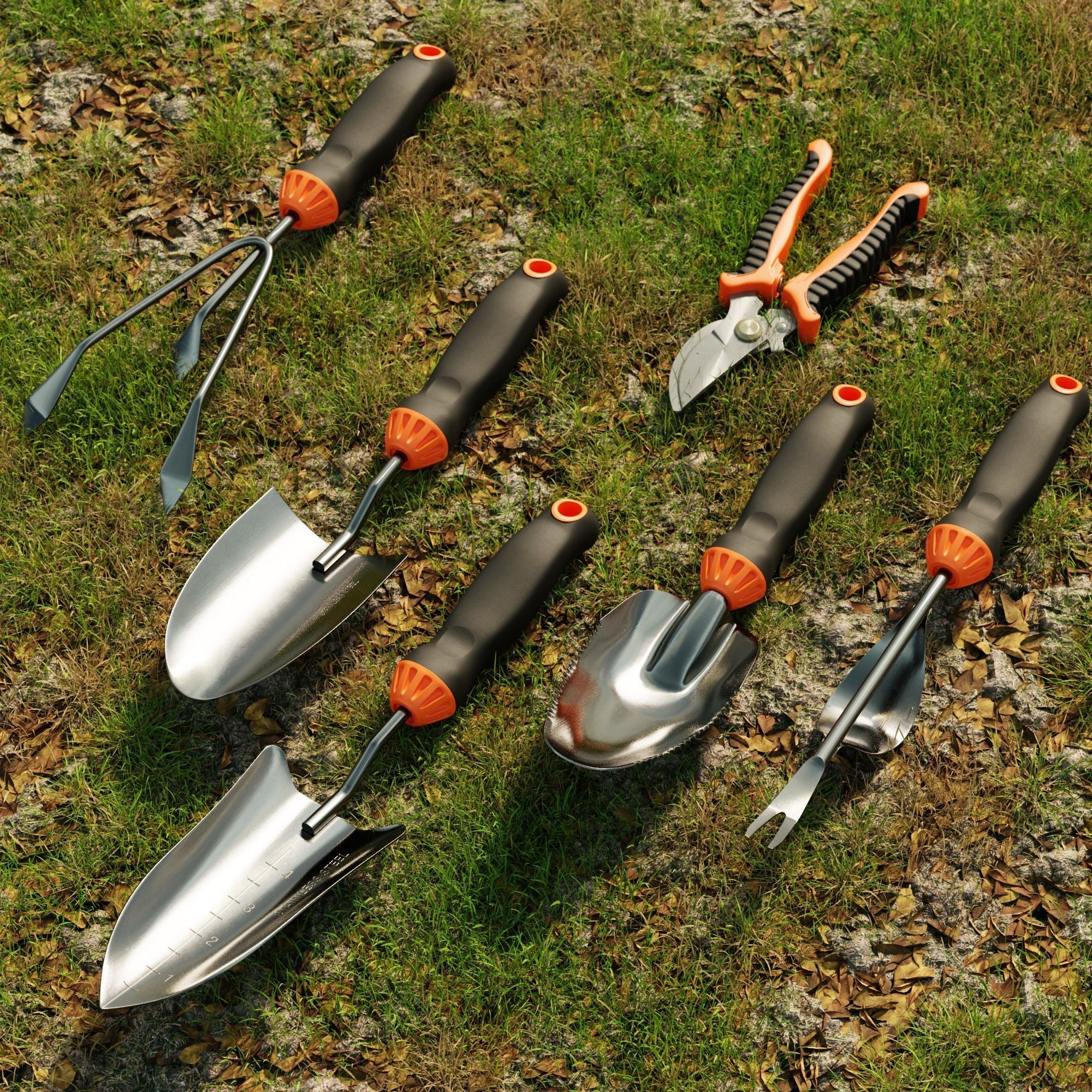 Gardening Tools  Low-poly 3D model_3