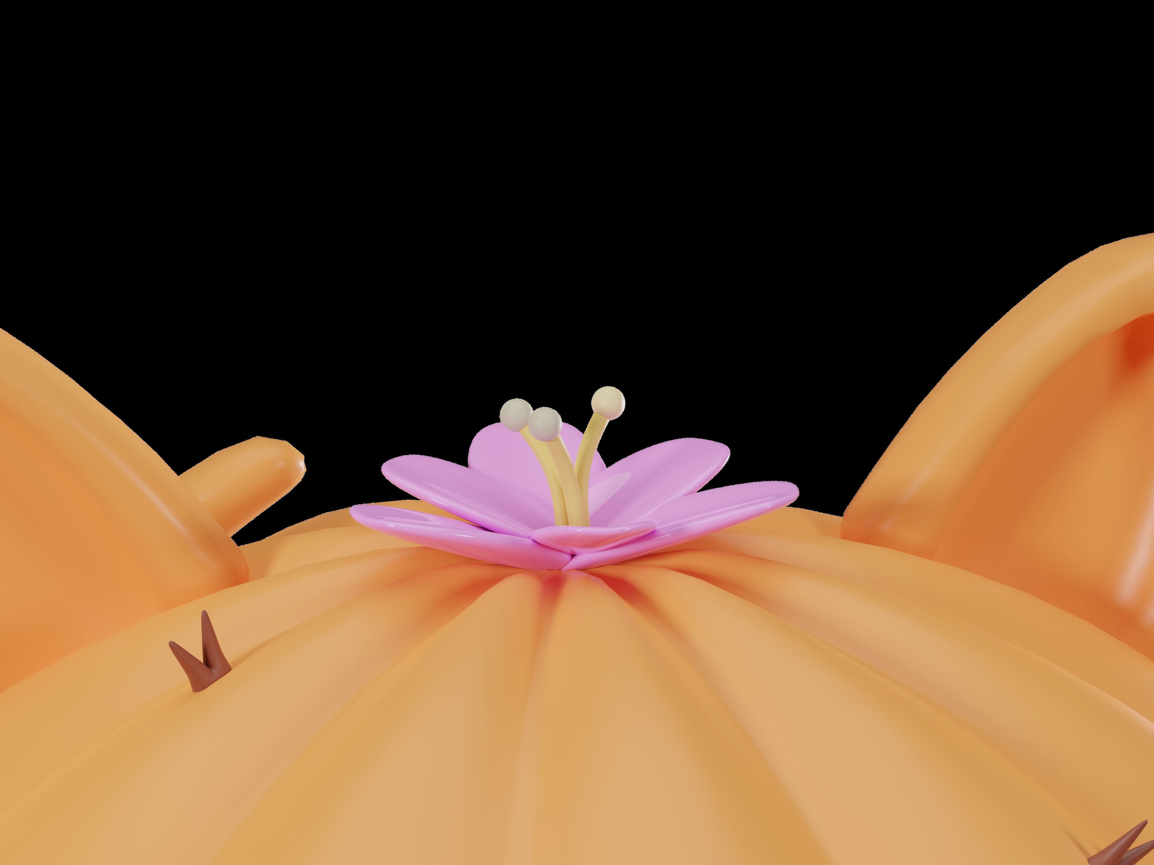 Orange tabby cat mix cactus character 3d model in cartoon style 3D print model_4