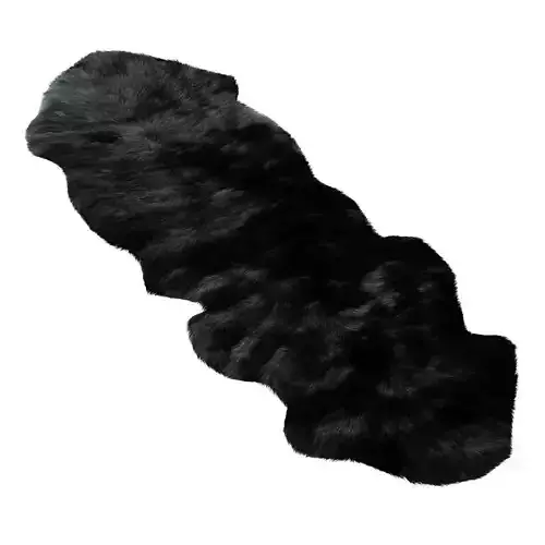 Sheepskin Black Area Rug 3D model