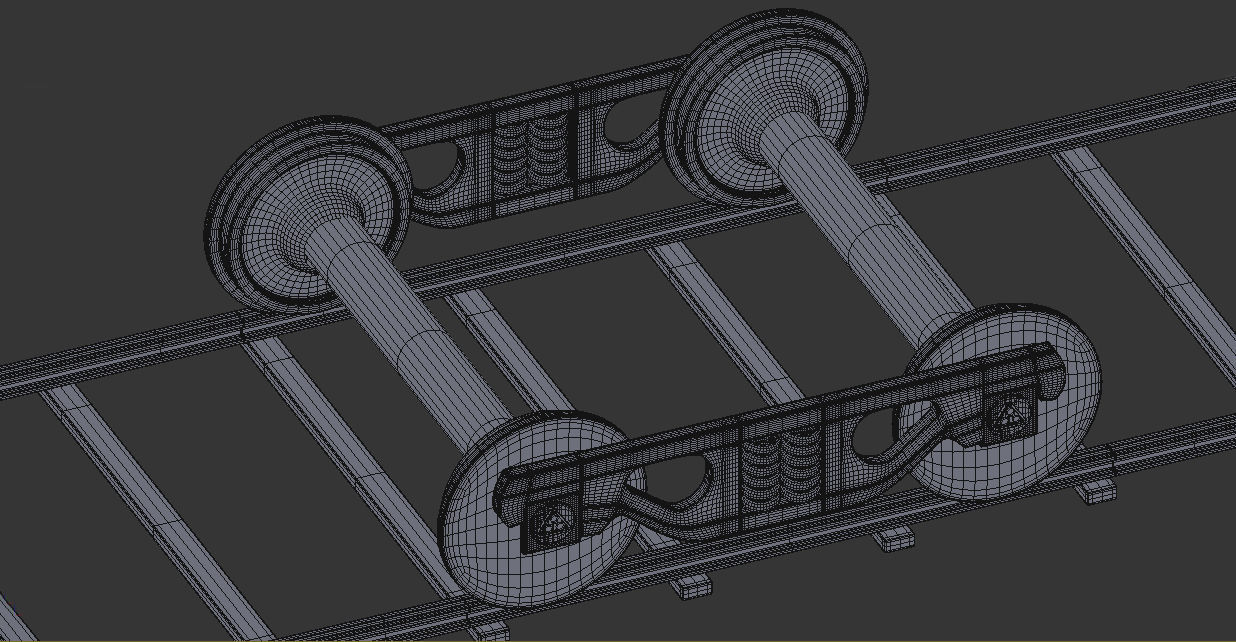train wheels  Low-poly 3D model_8