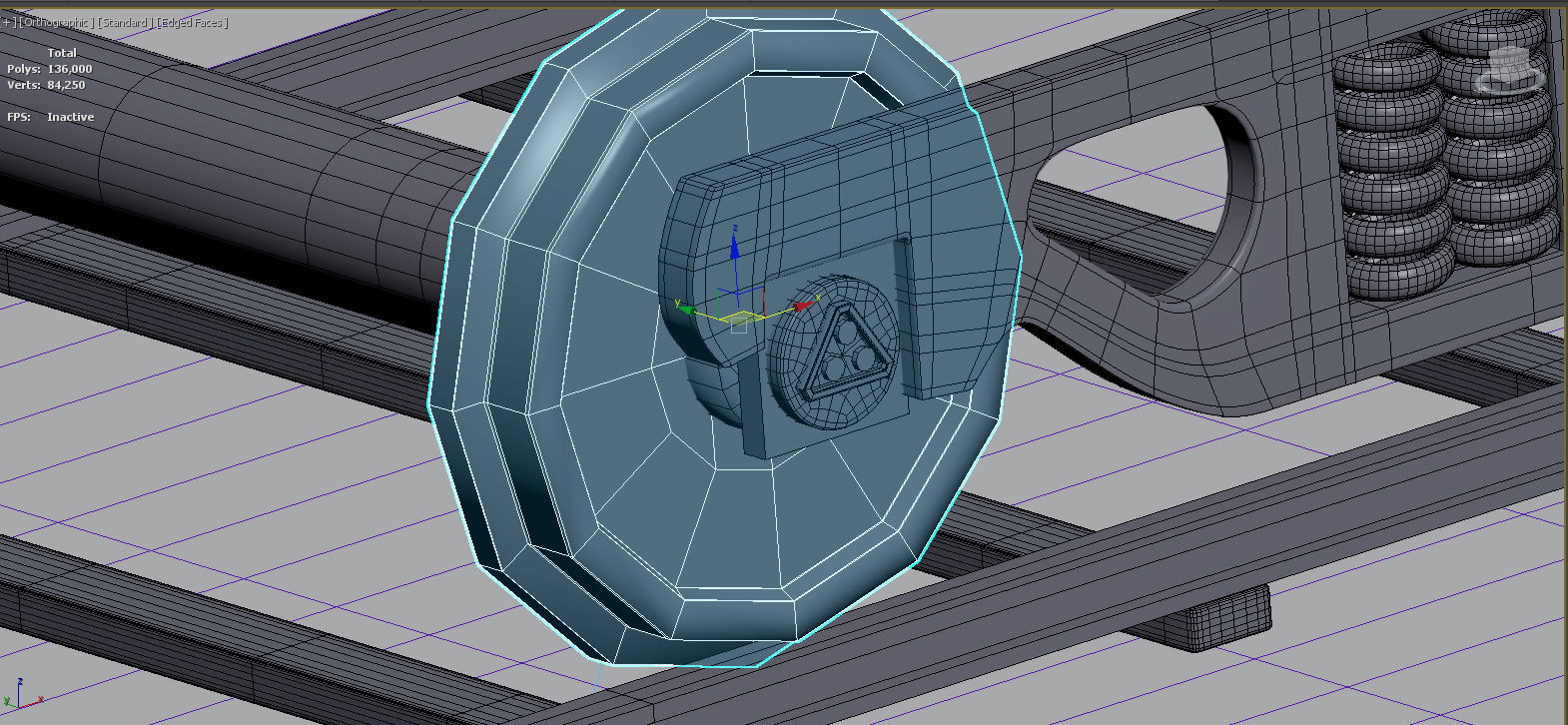 train wheels  Low-poly 3D model_2