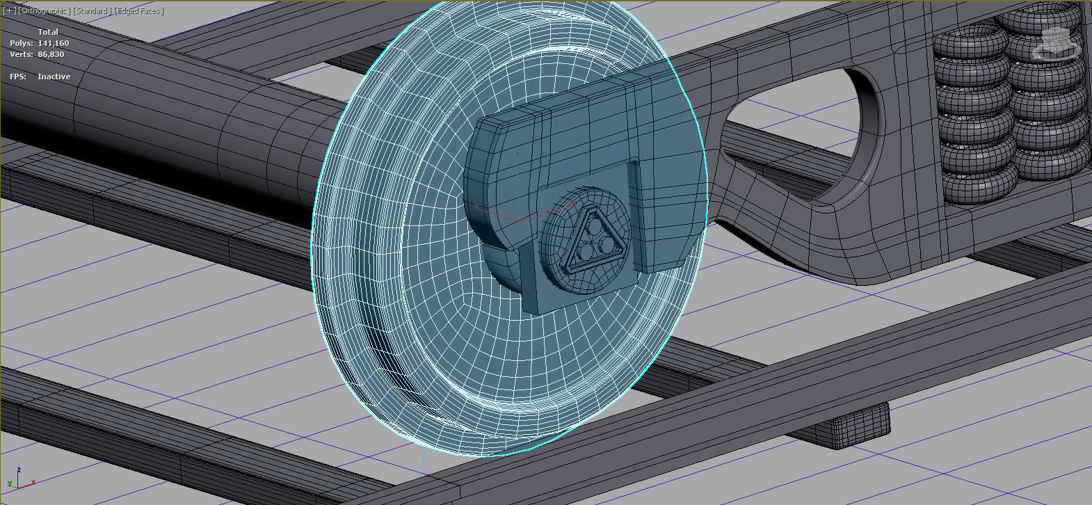 train wheels  Low-poly 3D model_1