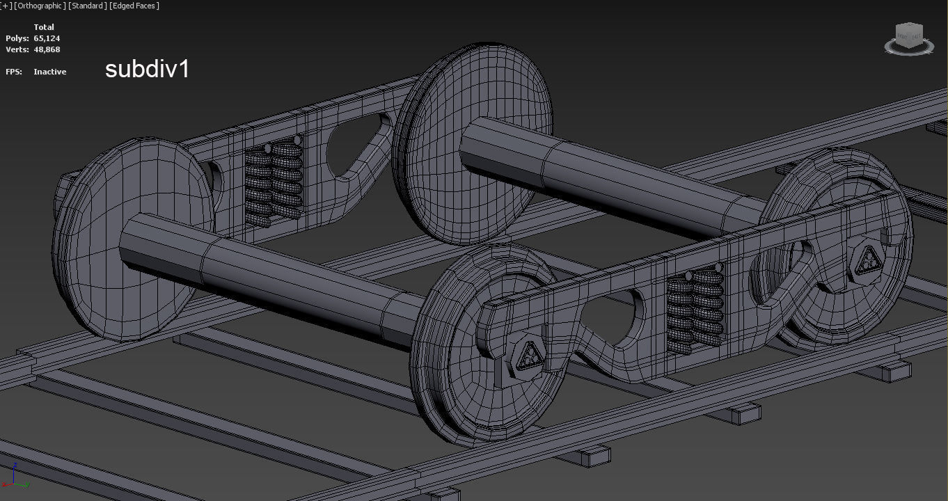 train wheels  Low-poly 3D model_5