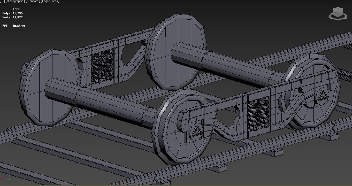 train wheels  Low-poly 3D model_4