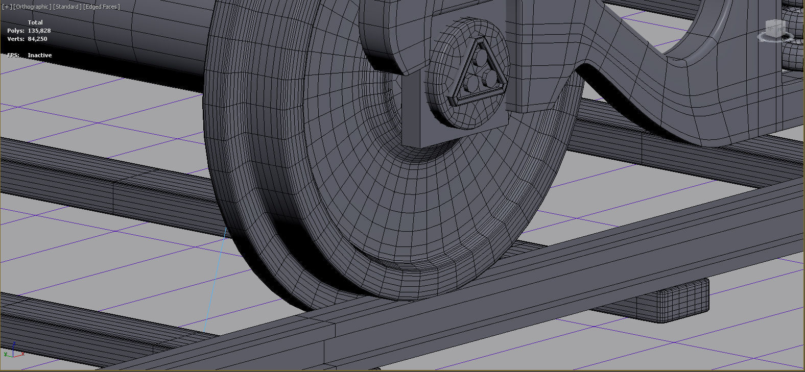 train wheels  Low-poly 3D model_6