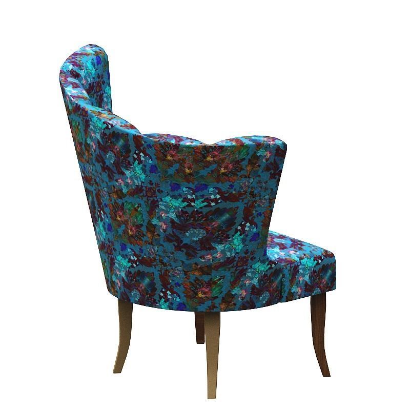 Armchair floral upholstered chair Low-poly 3D model_3