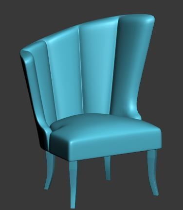 Armchair floral upholstered chair Low-poly 3D model_6