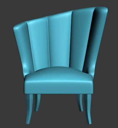 Armchair floral upholstered chair Low-poly 3D model_4