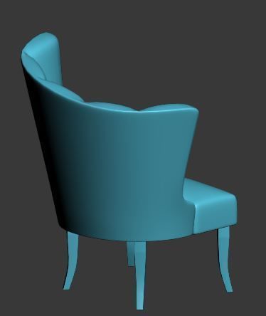 Armchair floral upholstered chair Low-poly 3D model_5