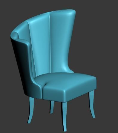 Armchair floral upholstered chair Low-poly 3D model_7
