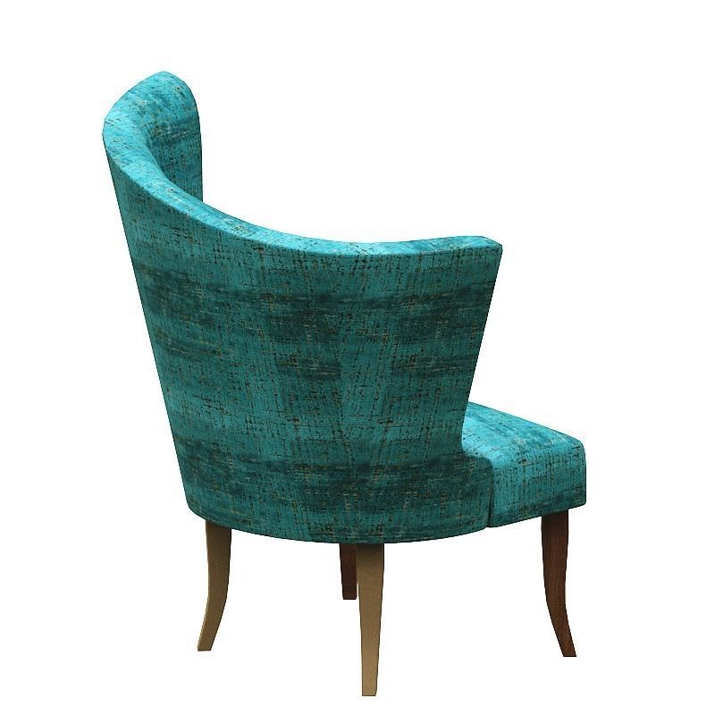 Armchair teal upholstered accent chair Low-poly 3D model_3