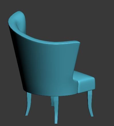 Armchair teal upholstered accent chair Low-poly 3D model_8