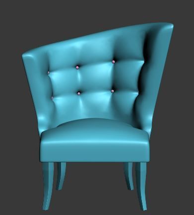 Armchair teal upholstered accent chair Low-poly 3D model_4