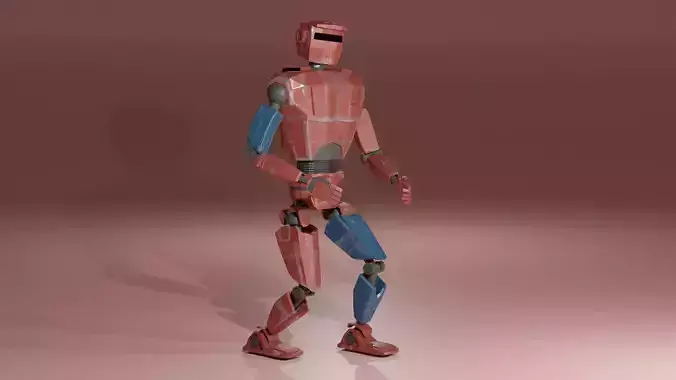 Robot low poly rigged ready for game and animation Low-poly 3D model