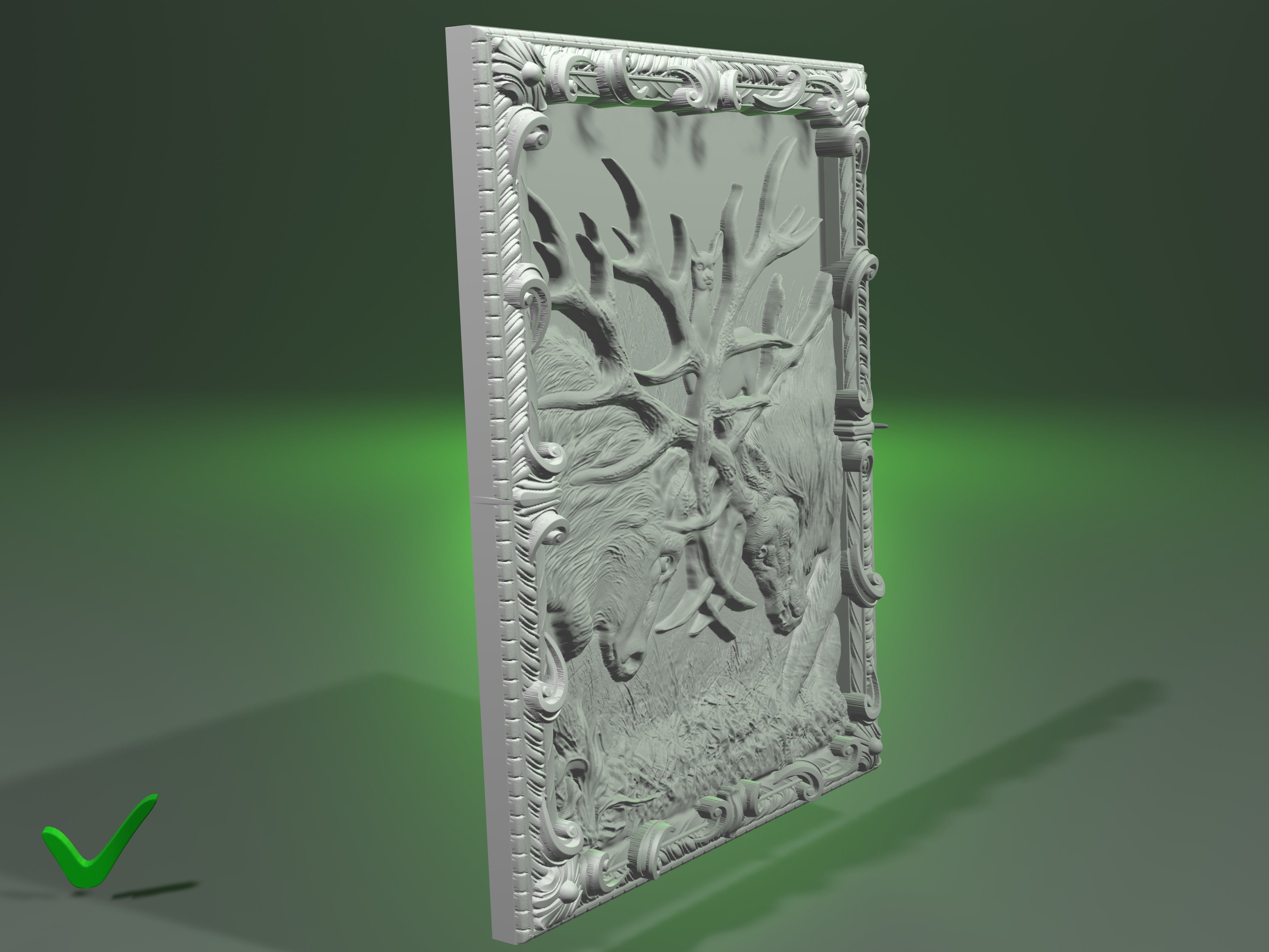 Panel fight deer for CNC or  3D Print 3D print model_2