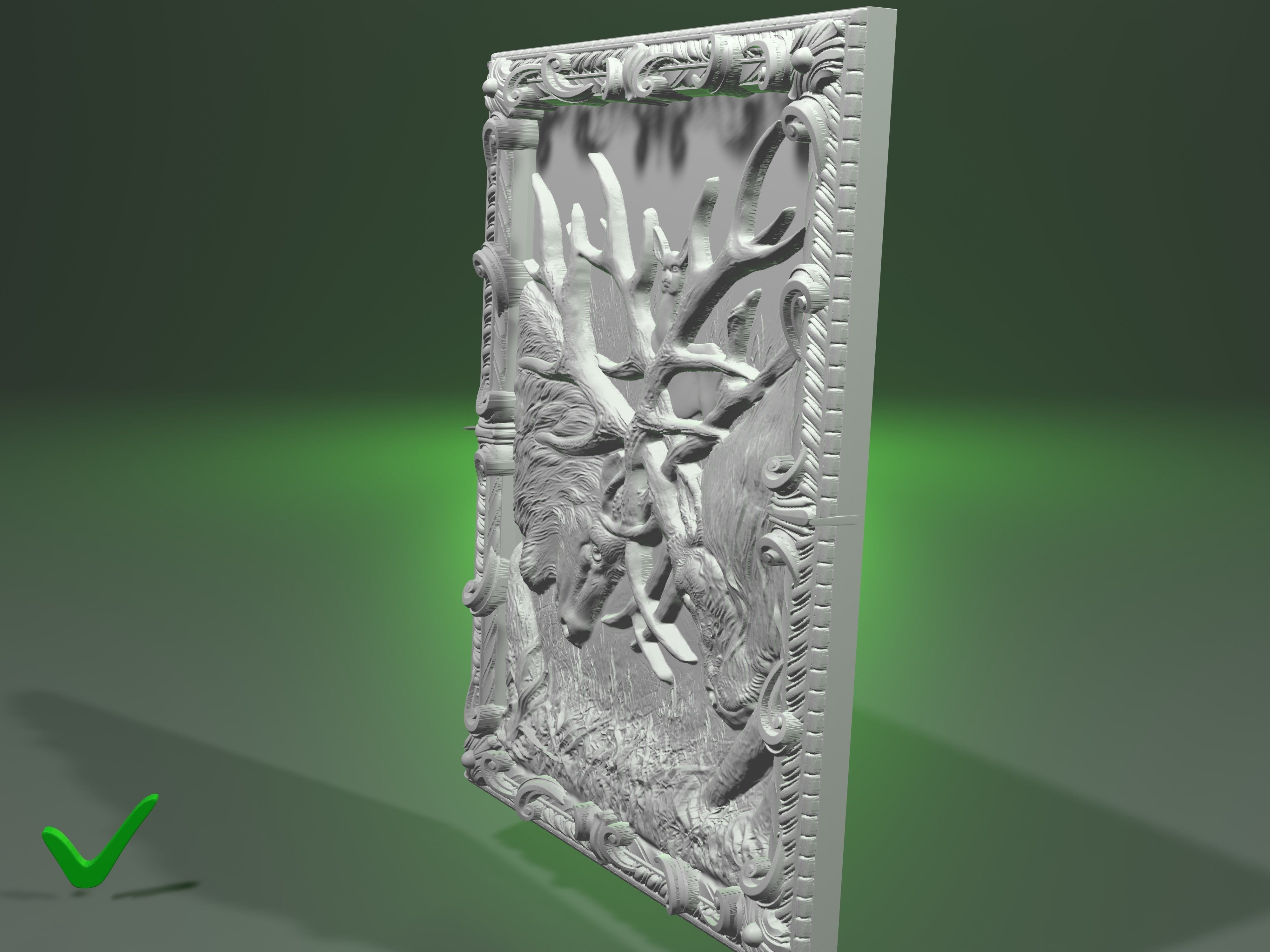Panel fight deer for CNC or  3D Print 3D print model_1