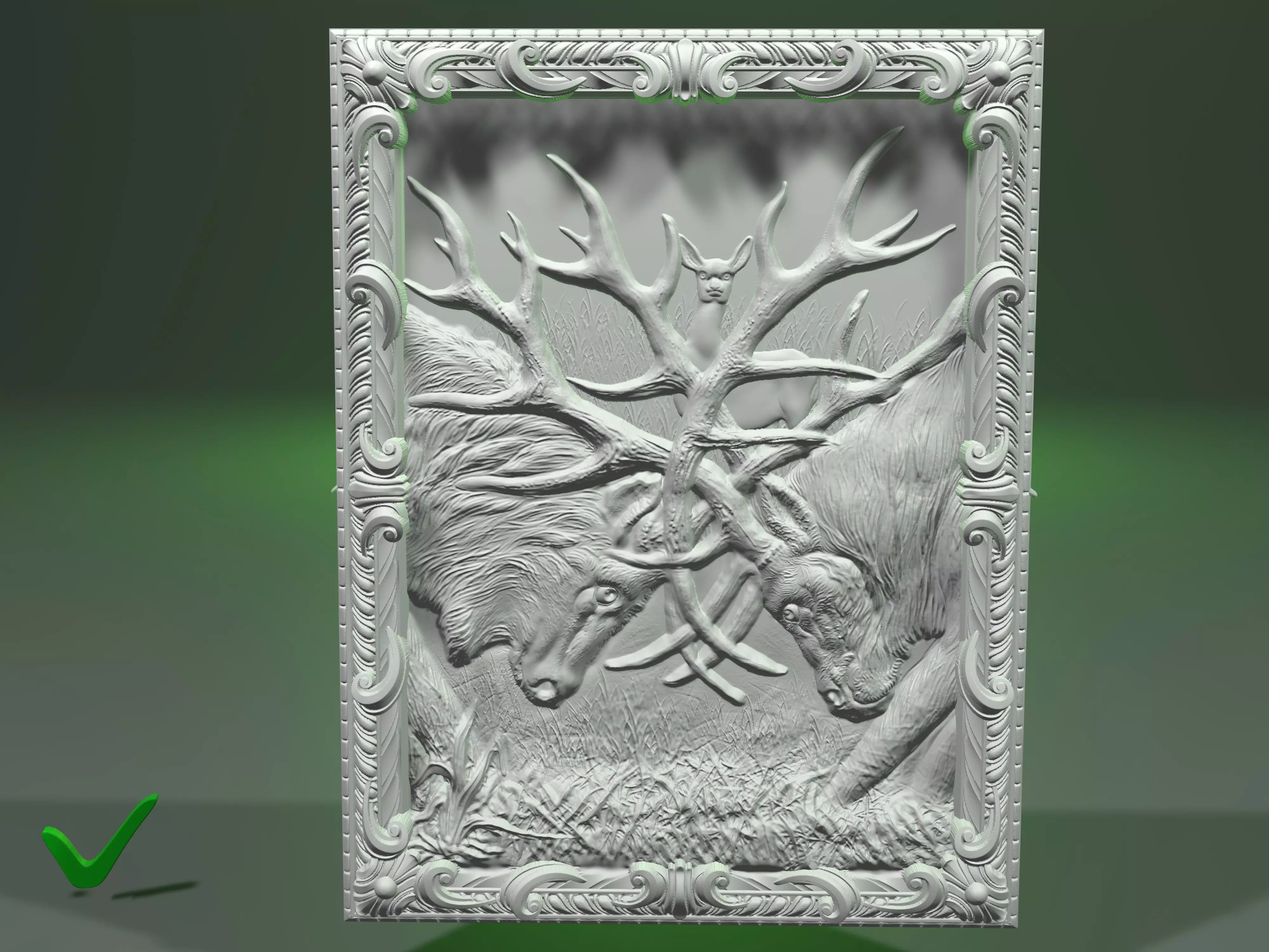 Panel fight deer for CNC or  3D Print 3D print model_0