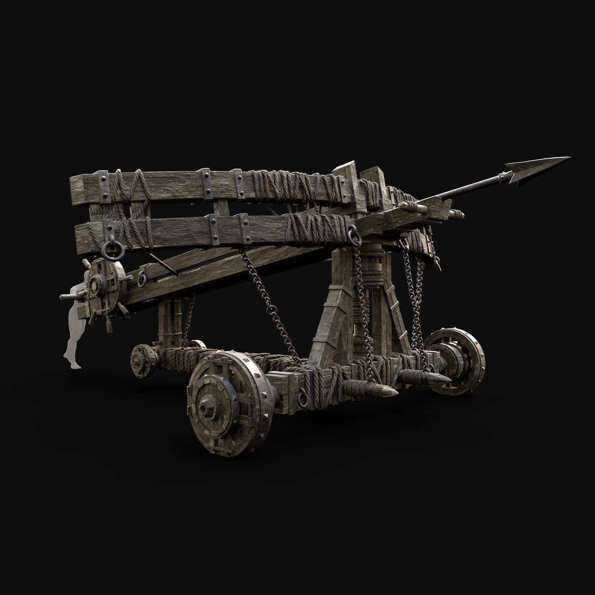 SIEGE ENGINE COLLECTION TREBUCHET BALLISTA CATAPULT RAM Low-poly 3D model_27