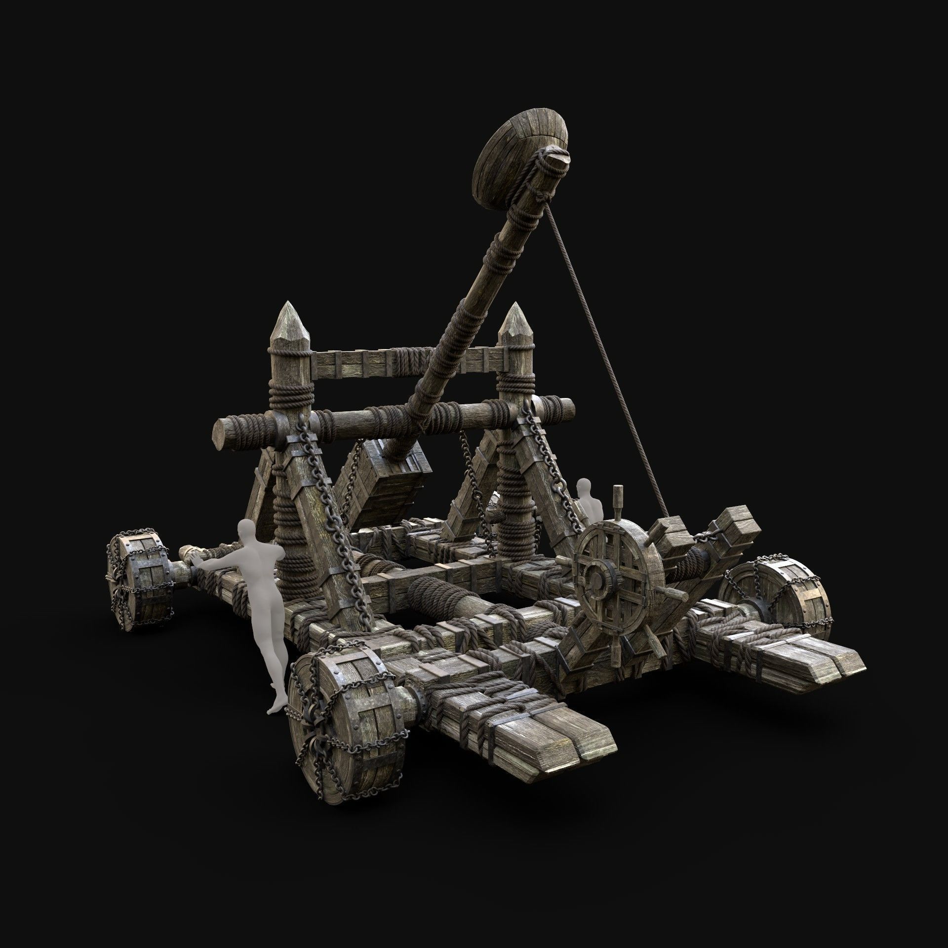 SIEGE ENGINE COLLECTION TREBUCHET BALLISTA CATAPULT RAM Low-poly 3D model_10