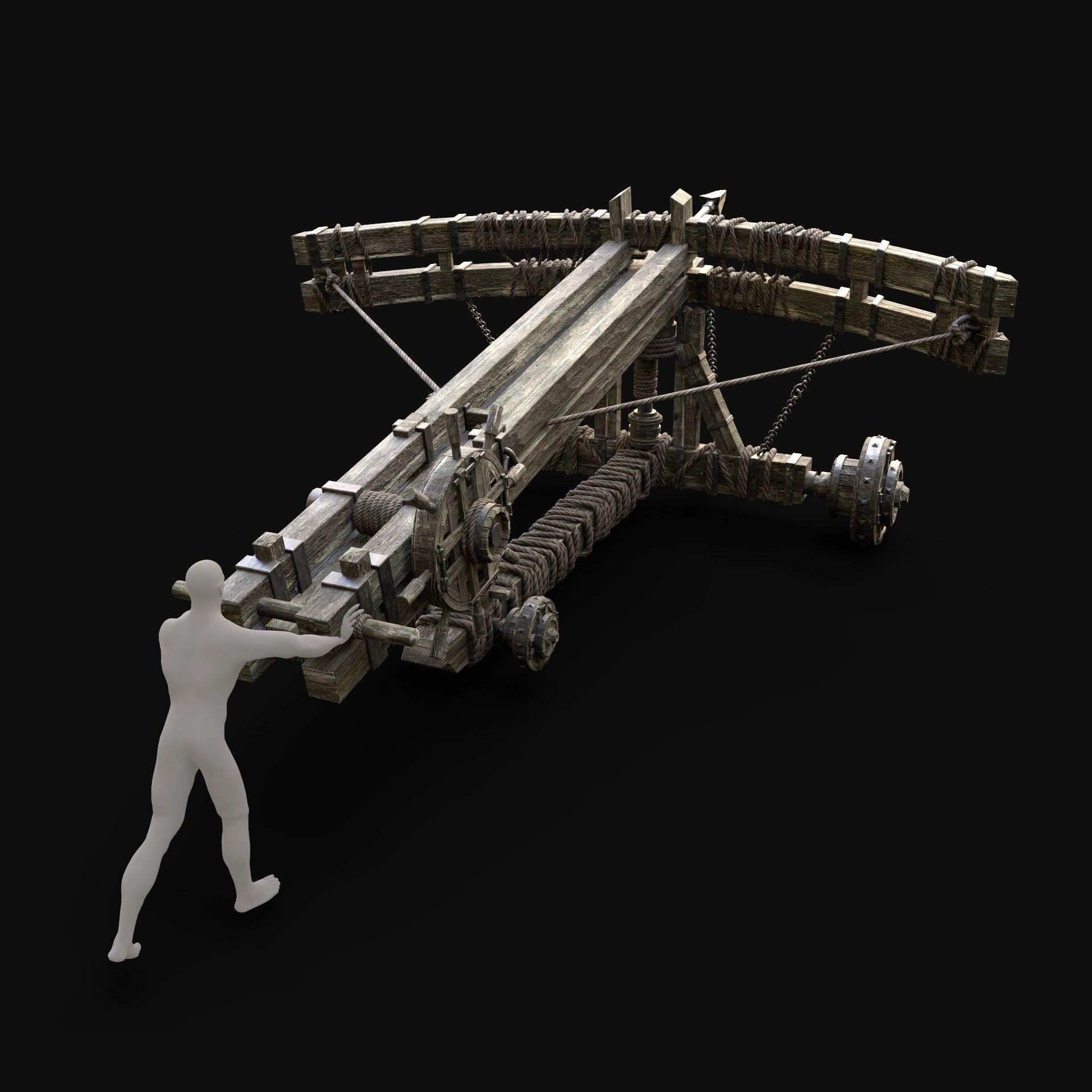 SIEGE ENGINE COLLECTION TREBUCHET BALLISTA CATAPULT RAM Low-poly 3D model_25