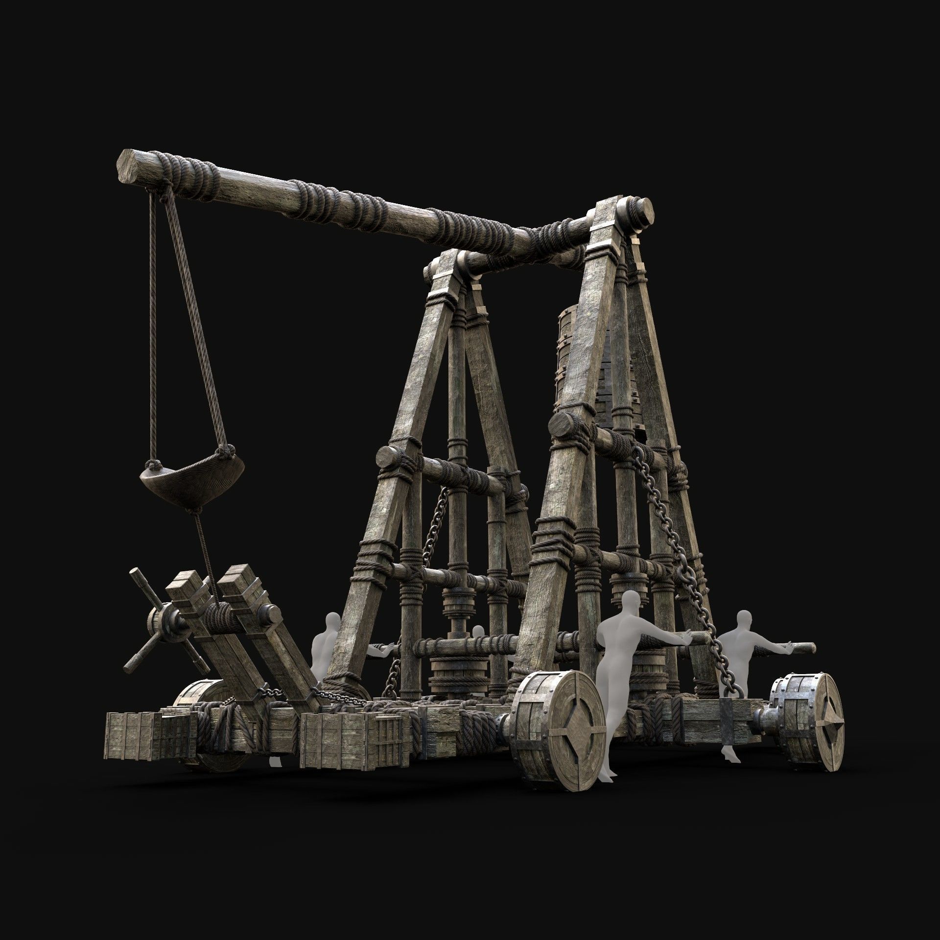 SIEGE ENGINE COLLECTION TREBUCHET BALLISTA CATAPULT RAM Low-poly 3D model_4