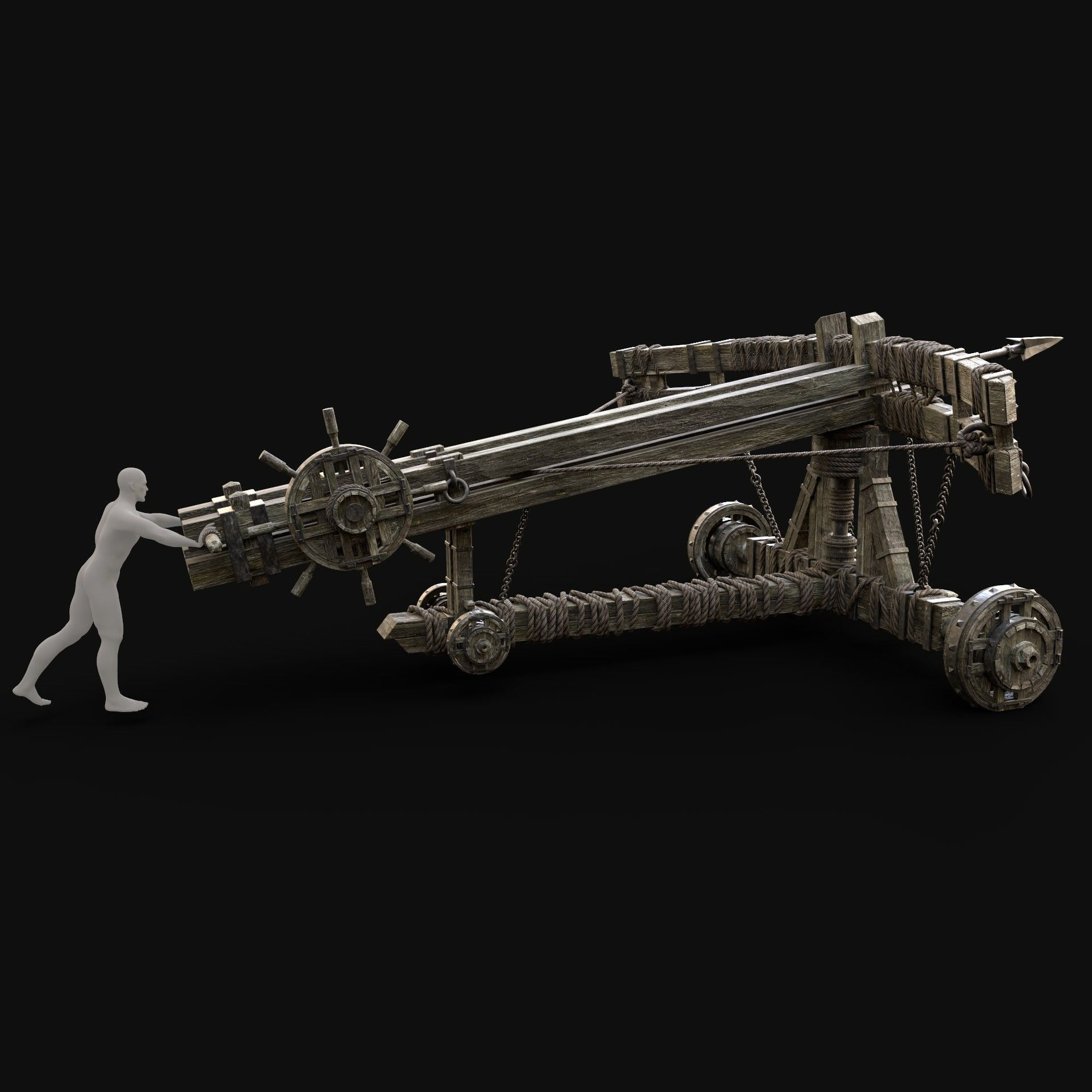 SIEGE ENGINE COLLECTION TREBUCHET BALLISTA CATAPULT RAM Low-poly 3D model_26