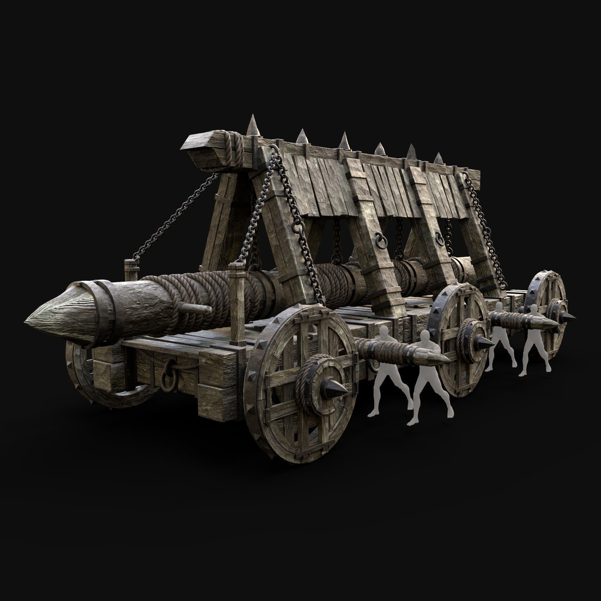SIEGE ENGINE COLLECTION TREBUCHET BALLISTA CATAPULT RAM Low-poly 3D model_15