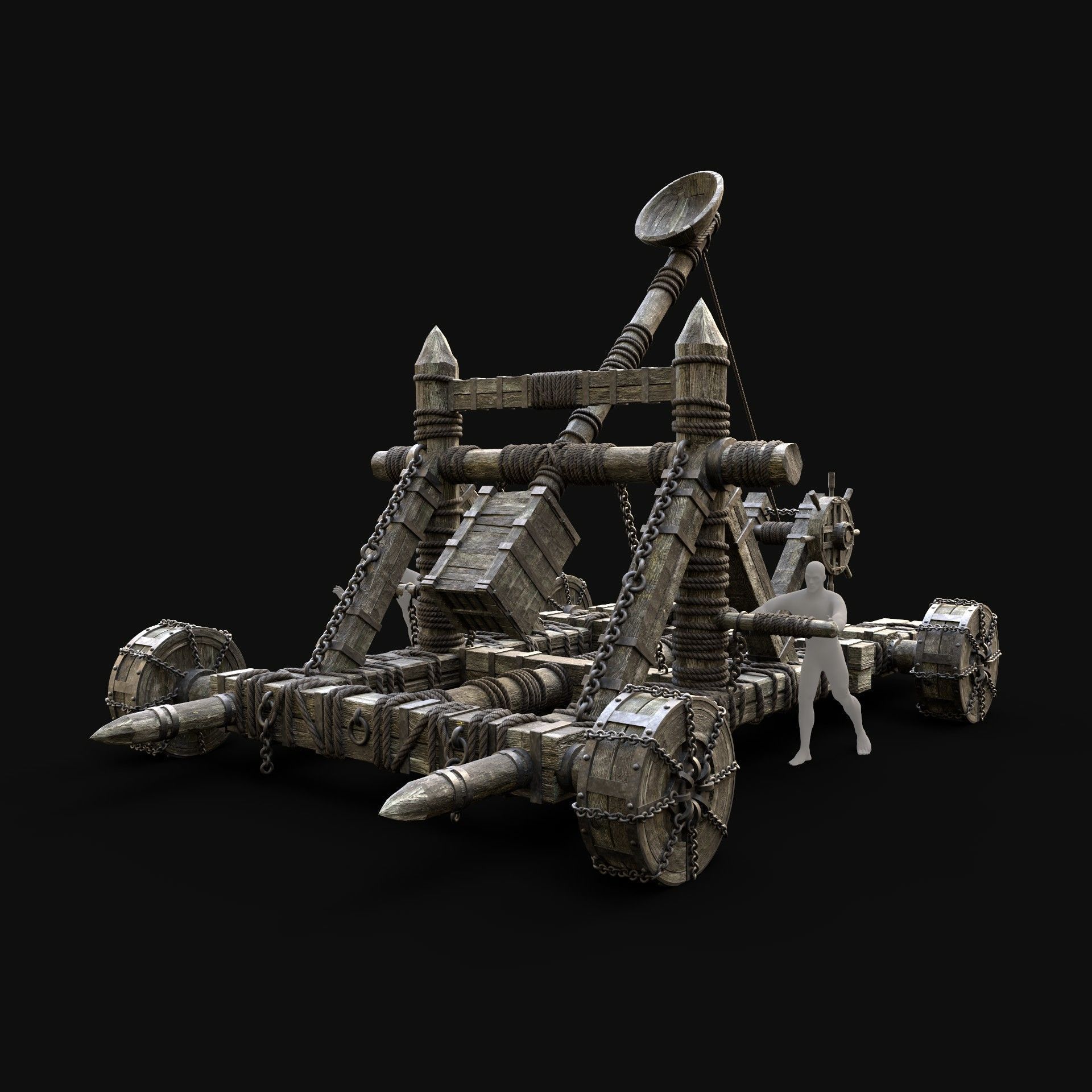 SIEGE ENGINE COLLECTION TREBUCHET BALLISTA CATAPULT RAM Low-poly 3D model_8