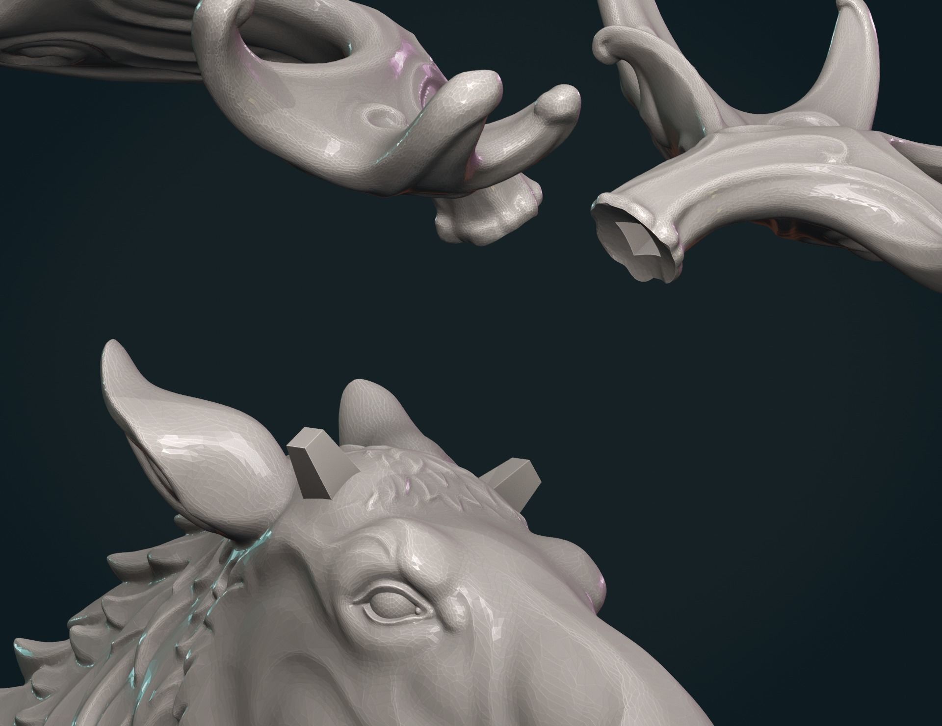 Moose sculpture 3D print model_13