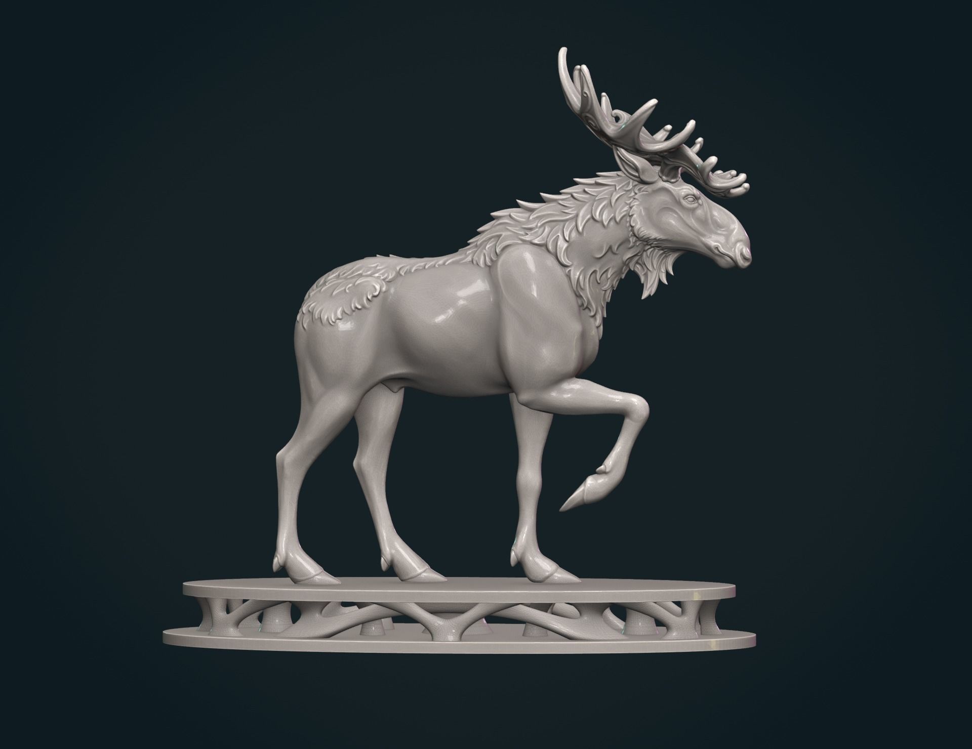 Moose sculpture 3D print model_5