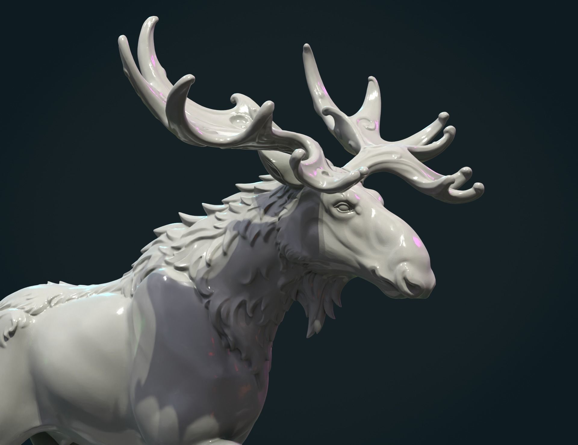 Moose sculpture 3D print model_3