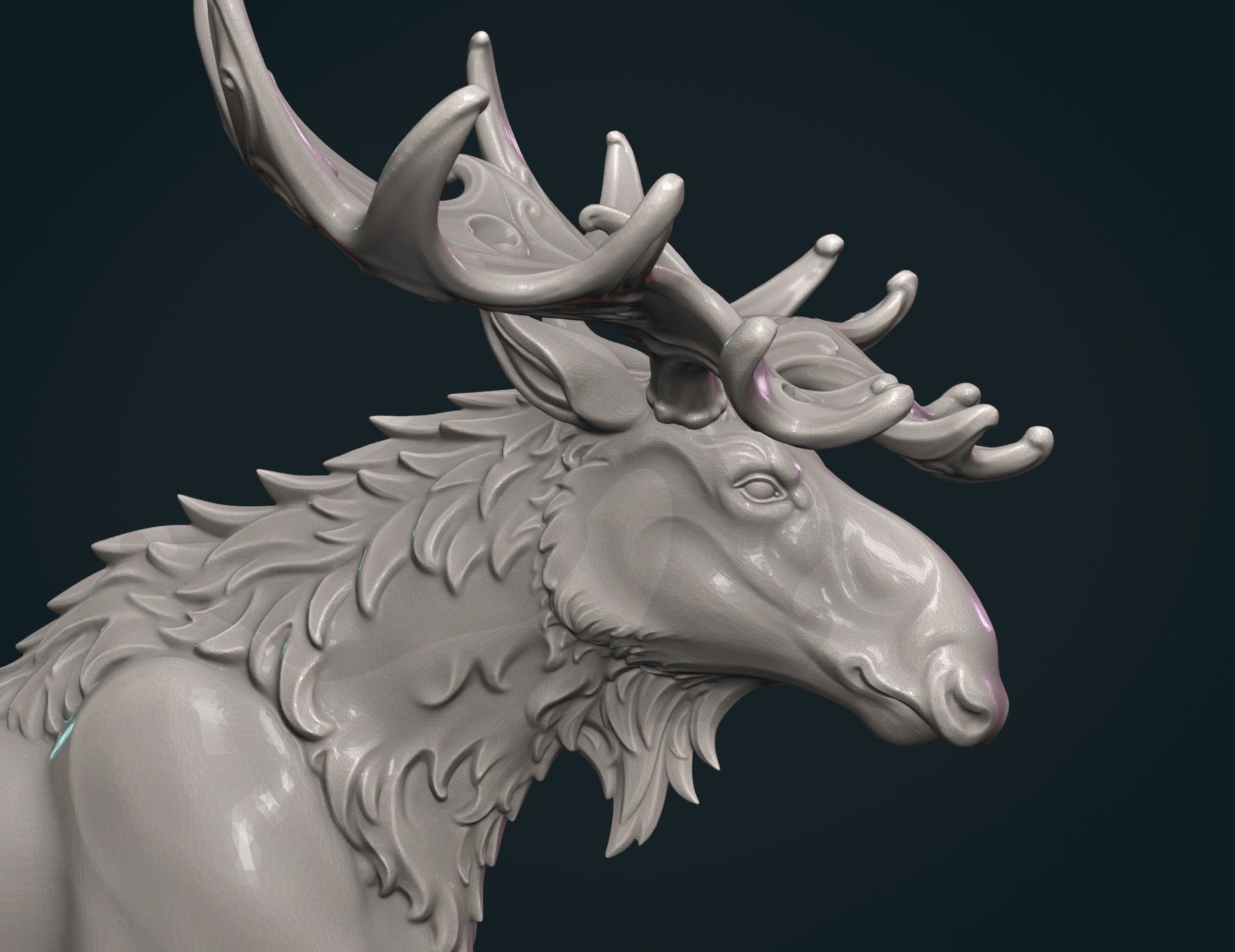 Moose sculpture 3D print model_9